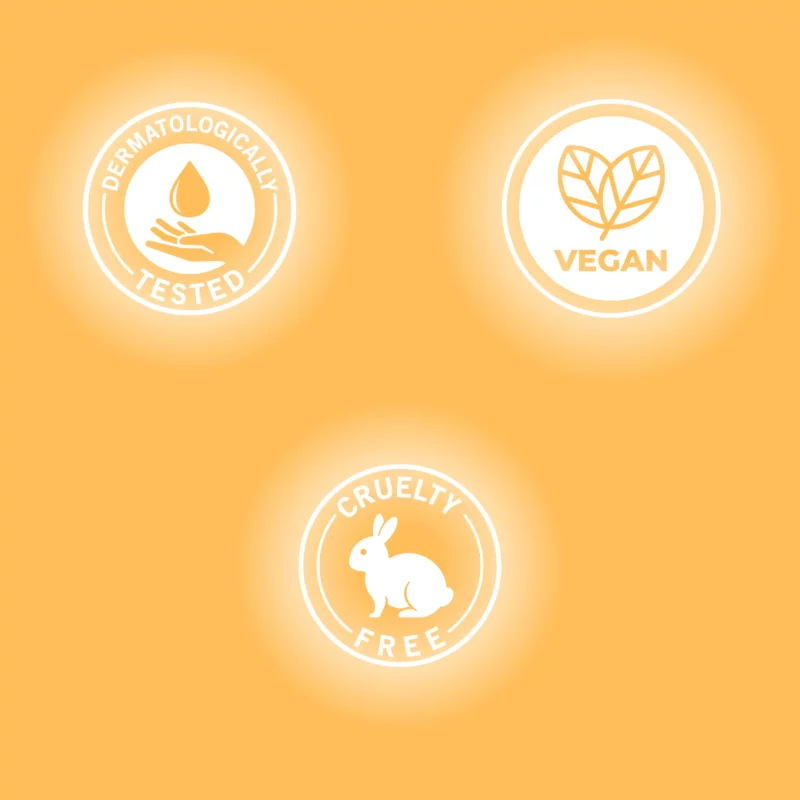 Crueltyfree, Vegan, Dermatologically tested